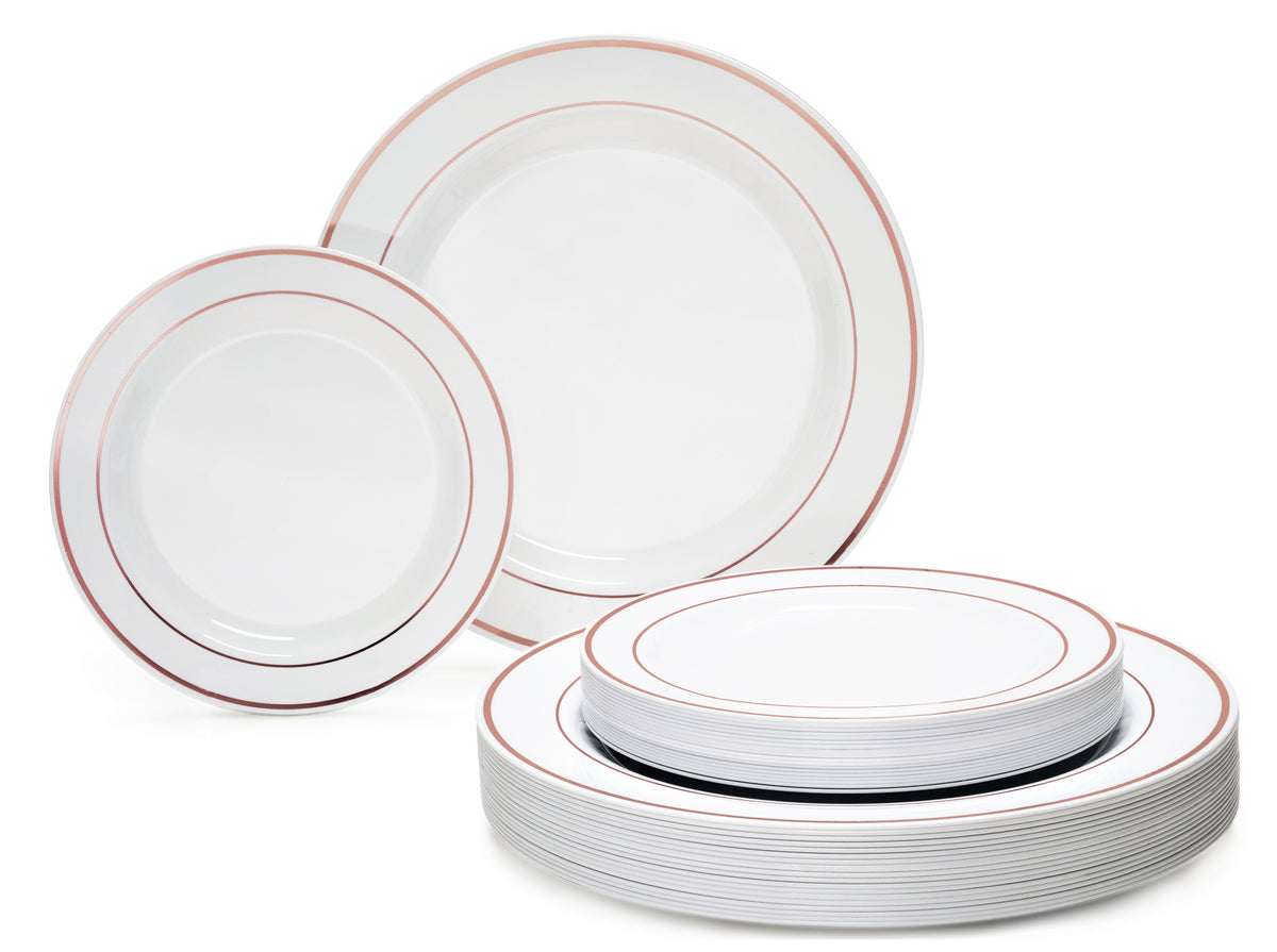 White & Rose Gold Rim Combo- 240 Pieces