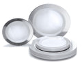 Linen White & Silver Combo – 300 Pieces / 150 Guest