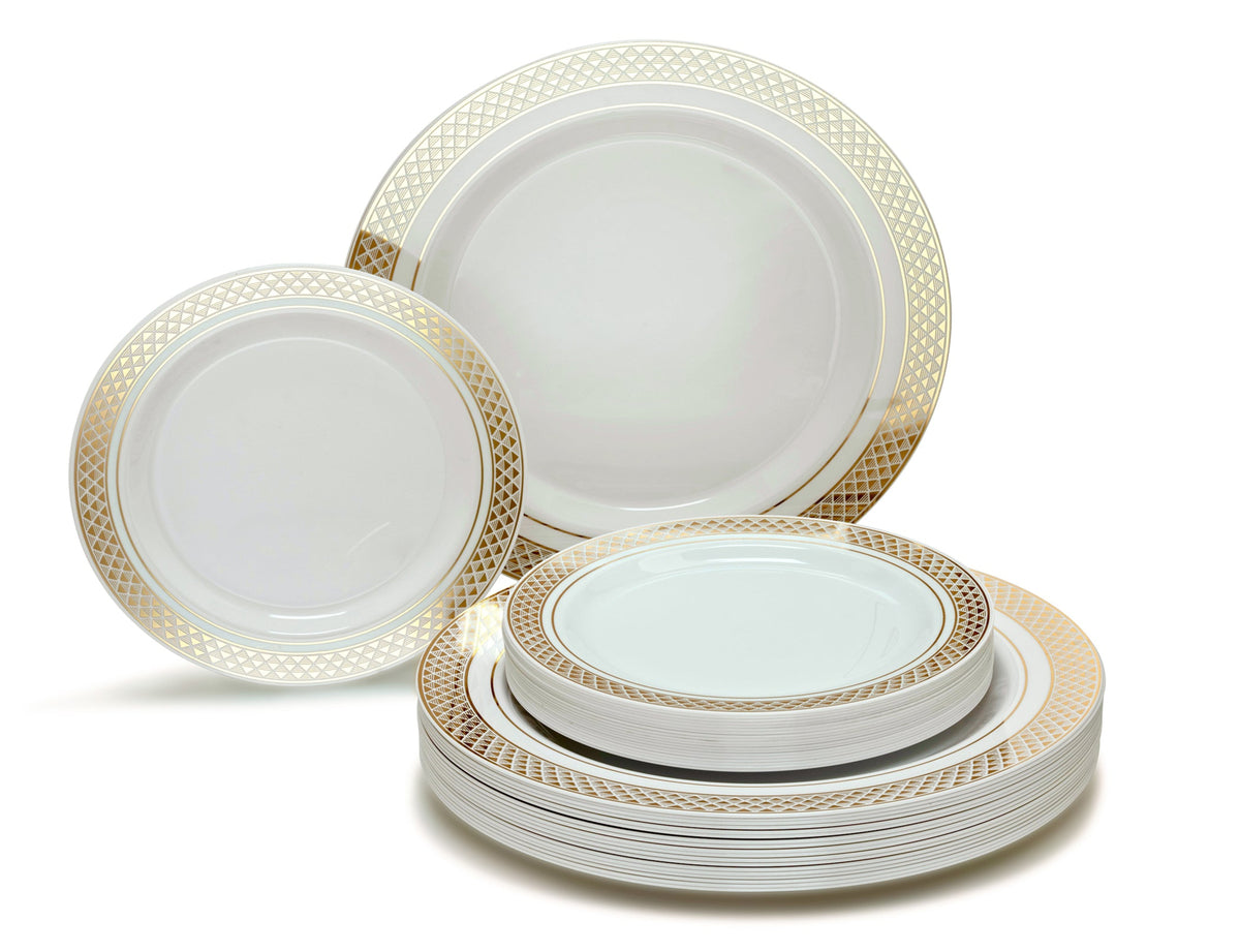 Celebration White & Gold Combo –  300 Pieces / 150 Guest