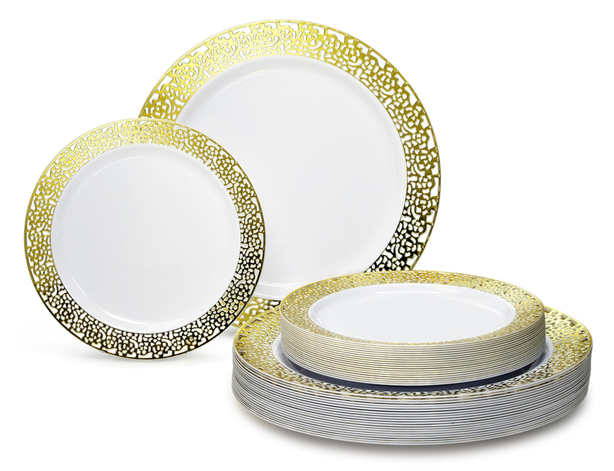 Florence White & Gold Combo –  300 Pieces / 150 Guest